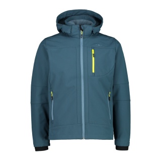 CMP Softshell jacket (windproof, water-repellent) with hood petrol blue Men